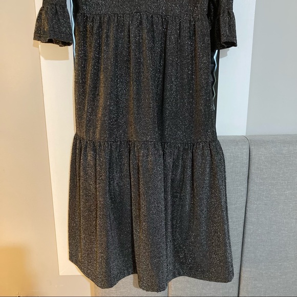 Shimmery black and silver long sleeve midi dress - Picture 9 of 15